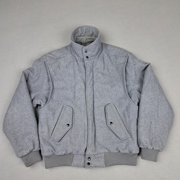 Vintage Members Only Jacket Mens 40 Large Gray Wool Bomber Lined Pockets Heavy - Picture 1 of 14